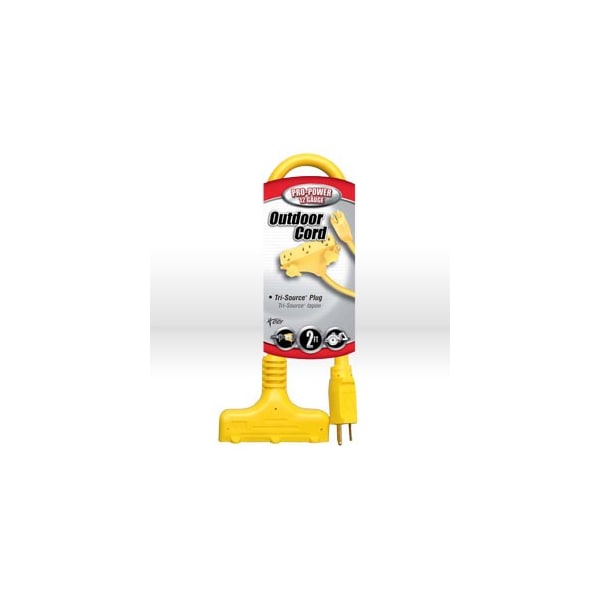 Southwire SJTW Extension Cord, 12 AWG, Outdoor, 12/3, 1 Outlets, 5-15R, Yellow, 5-15P, 2 ft 4112 - main